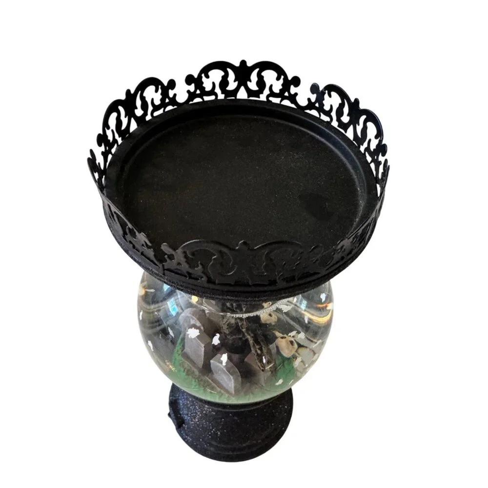 Halloween Water Snow Globe 3- Wick Candle Holder Bath & Body Works EUC